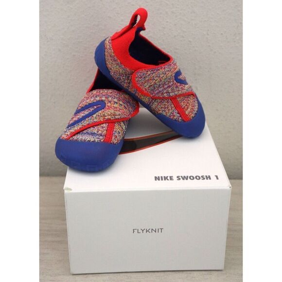 Nike FB3244-100 Infant Sz 7C Blue/Red Multi Swoosh 1 Crib Booties - Picture 1 of 16